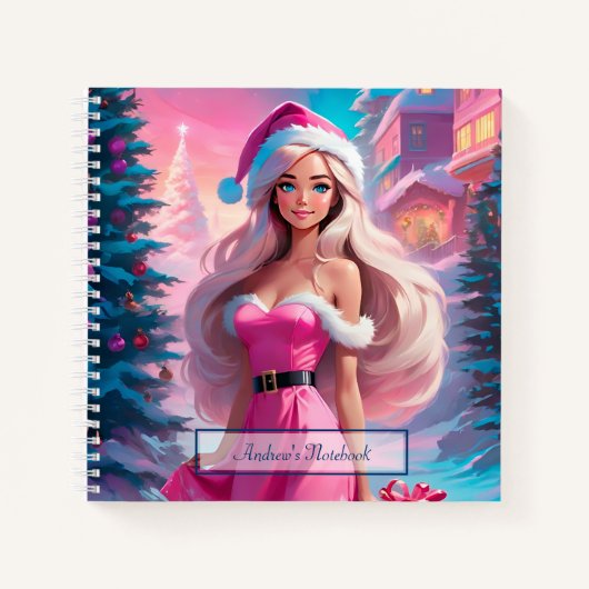 Mooi Roze Kerstmis Meisje 01 Notitieboek (Voorkant)