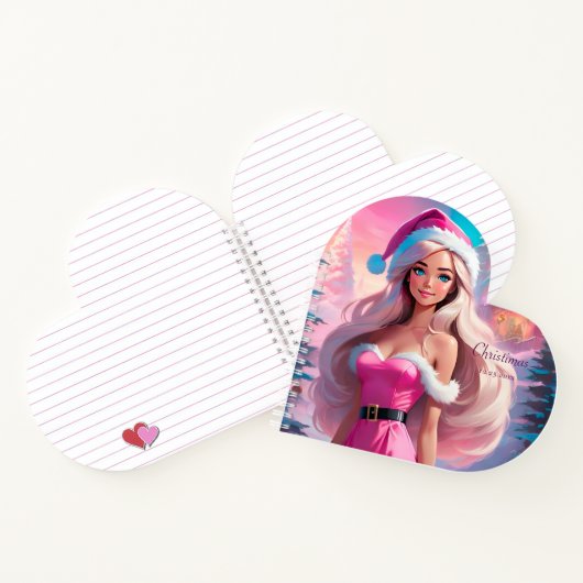 Mooi Roze Kerstmis Meisje 01 Notitieboek (Binnen)