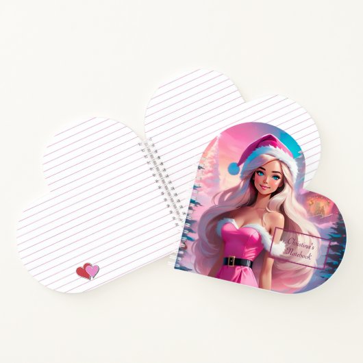 Mooi Roze Kerstmis Meisje 01 Notitieboek (Binnen)