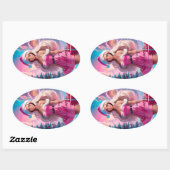 Mooi Roze Kerstmis Meisje 01 Ovale Sticker (Vel)