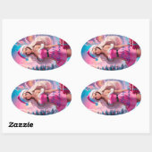 Mooi Roze Kerstmis Meisje 01 Ovale Sticker (Vel)