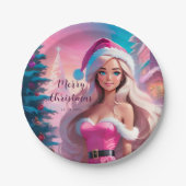 Mooi Roze Kerstmis Meisje 01 Papieren Bordje (Voorkant)