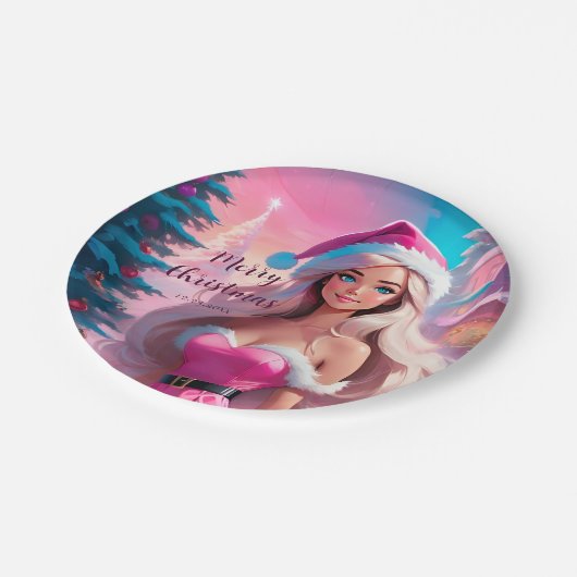 Mooi Roze Kerstmis Meisje 01 Papieren Bordje (Gekanteld)