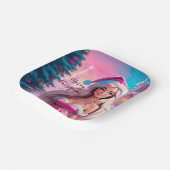 Mooi Roze Kerstmis Meisje 01 Papieren Bordje (Gebogen)