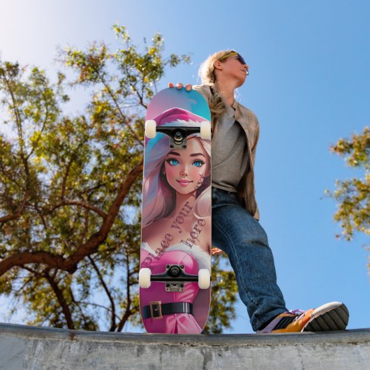 Mooi Roze Kerstmis Meisje 01 Persoonlijk Skateboard (Buiten 1)