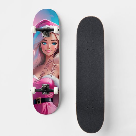 Mooi Roze Kerstmis Meisje 01 Persoonlijk Skateboard (Voorkant)