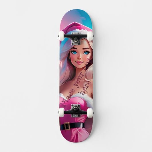 Mooi Roze Kerstmis Meisje 01 Persoonlijk Skateboard (Voorkant)