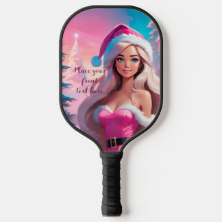 Mooi Roze Kerstmis Meisje 01 Pickleball Paddle