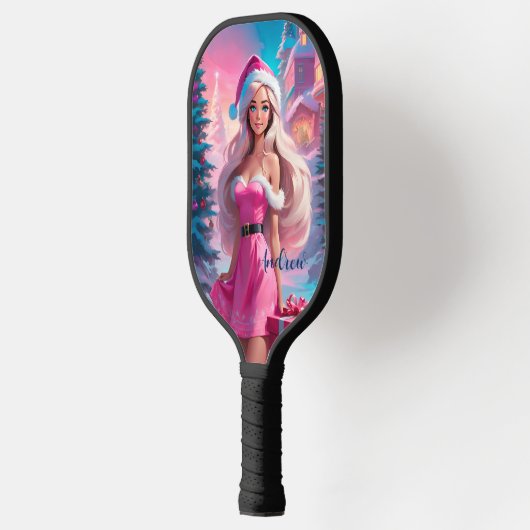 Mooi Roze Kerstmis Meisje 01 Pickleball Paddle (Links)