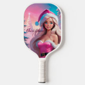 Mooi Roze Kerstmis Meisje 01 Pickleball Paddle (Achterkant)