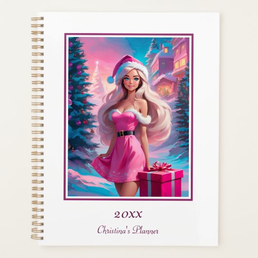 Mooi Roze Kerstmis Meisje 01 Planner (Voorkant)