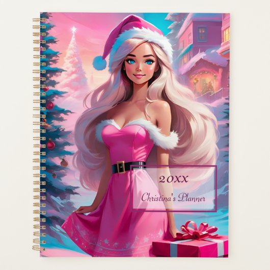 Mooi Roze Kerstmis Meisje 01 Planner (Voorkant)