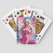 Mooi Roze Kerstmis Meisje 01 Pokerkaarten (Achterkant)