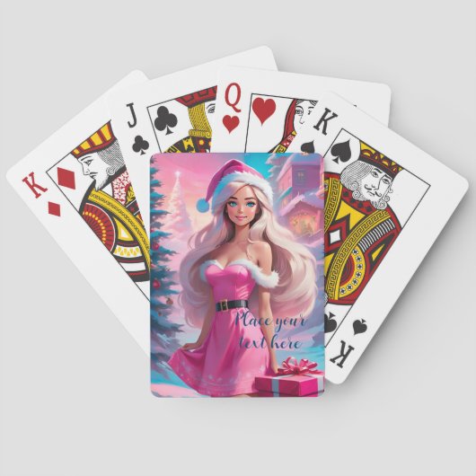 Mooi Roze Kerstmis Meisje 01 Pokerkaarten (Achterkant)