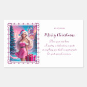 Mooi Roze Kerstmis Meisje 01 Rechthoekige Sticker (Voorkant)