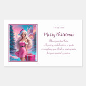 Mooi Roze Kerstmis Meisje 01 Rechthoekige Sticker (Voorkant)