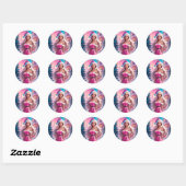 Mooi Roze Kerstmis Meisje 01 Ronde Sticker (Vel)