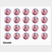 Mooi Roze Kerstmis Meisje 01 Ronde Sticker (Vel)