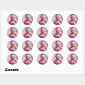 Mooi Roze Kerstmis Meisje 01 Ronde Sticker (Vel)