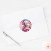 Mooi Roze Kerstmis Meisje 01 Ronde Sticker (Envelop)