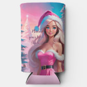 Mooi Roze Kerstmis Meisje 01 Seltzer Blikjeskoeler (Voorkant)