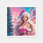 Mooi Roze Kerstmis Meisje 01 Servet (Voorkant)