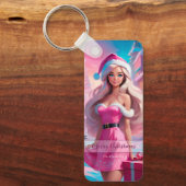 Mooi Roze Kerstmis Meisje 01 Sleutelhanger (Voorkant)