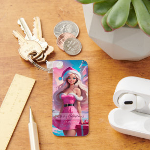 Mooi Roze Kerstmis Meisje 01 Sleutelhanger
