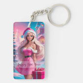 Mooi Roze Kerstmis Meisje 01 Sleutelhanger (achterkant)