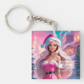 Mooi Roze Kerstmis Meisje 01 Sleutelhanger (Voorkant)