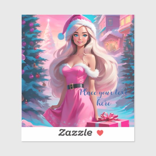 Mooi Roze Kerstmis Meisje 01 Sticker (Vel)