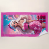 Mooi Roze Kerstmis Meisje 01 Strandlaken (Voorkant)