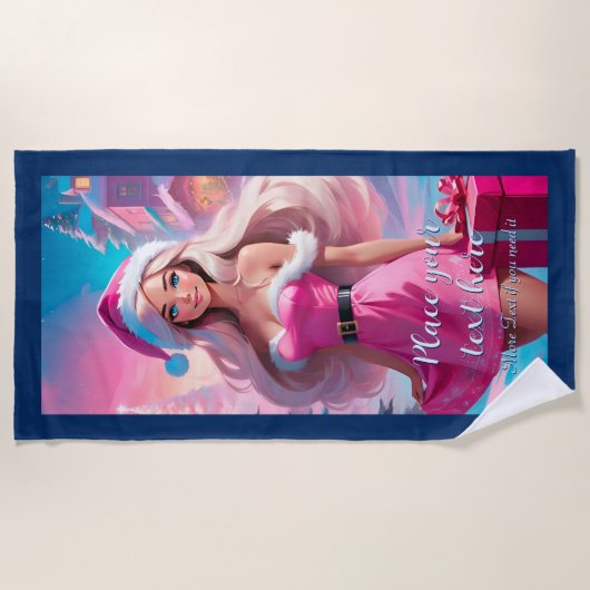 Mooi Roze Kerstmis Meisje 01 Strandlaken (Voorkant)