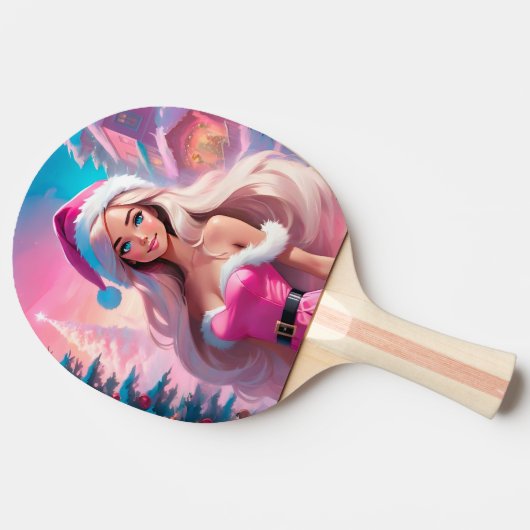 Mooi Roze Kerstmis Meisje 01 Tafeltennisbatje (Zijkant)