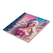 Mooi Roze Kerstmis Meisje 01 Tegeltje (Zijkant)