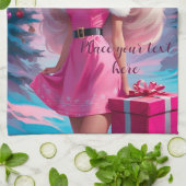 Mooi Roze Kerstmis Meisje 01 Theedoek (Gevouwen)