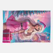 Mooi Roze Kerstmis Meisje 01 Theedoek (Horizontaal)