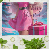 Mooi Roze Kerstmis Meisje 01 Theedoek (Gevouwen)