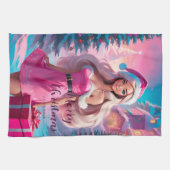 Mooi Roze Kerstmis Meisje 01 Theedoek (Horizontaal)