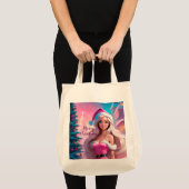 Mooi Roze Kerstmis Meisje 01 Tote Bag (Voorkant (product))