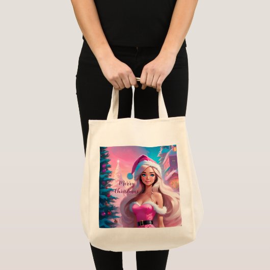 Mooi Roze Kerstmis Meisje 01 Tote Bag (Voorkant (product))