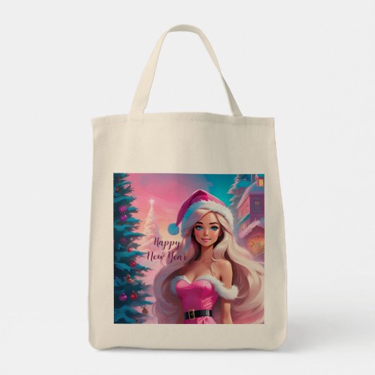 Mooi Roze Kerstmis Meisje 01 Tote Bag (Achterkant)