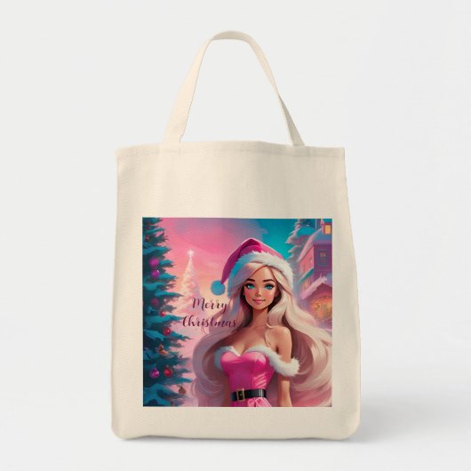 Mooi Roze Kerstmis Meisje 01 Tote Bag (Voorkant)