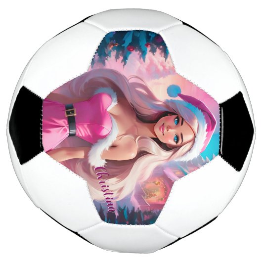Mooi Roze Kerstmis Meisje 01 Voetbal (Gedraaid)