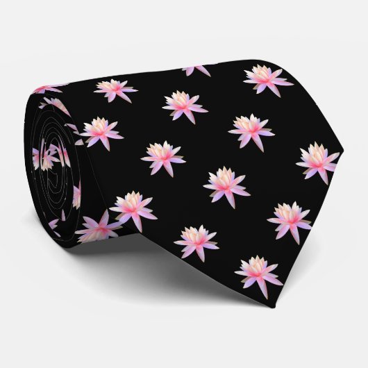 Mooi roze Lily Lotus Flower Trendy Pattern Stropdas (Opgerold)