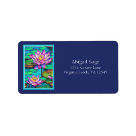 Mooi Roze Lotus Flowers Water Scene Adres Etiket