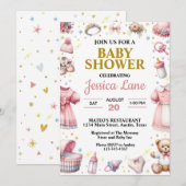Mooi Roze Meisje Baby Shower Kaart (Voorkant / Achterkant)