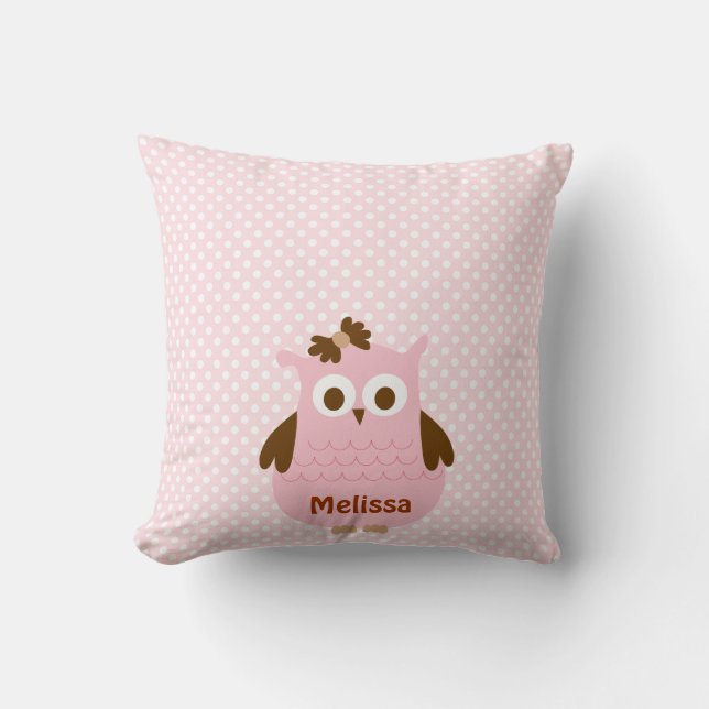 Mooi Roze Meisje Uil Bijtring (Persoonlijk) Kussen (Voorkant)
