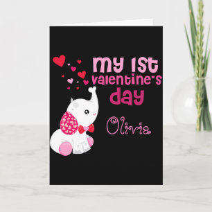 Mooi Roze Meisjes Eerste Valentijnsdag Aangepaste  Kaart