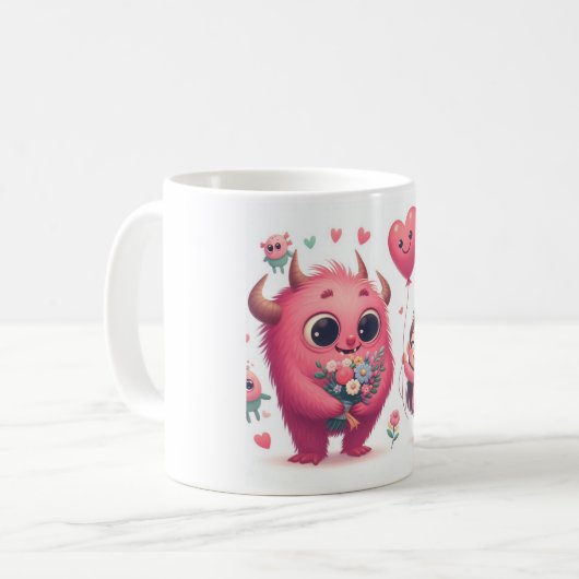Mooi roze monster en het meisje koffiemok (Voorkant links)